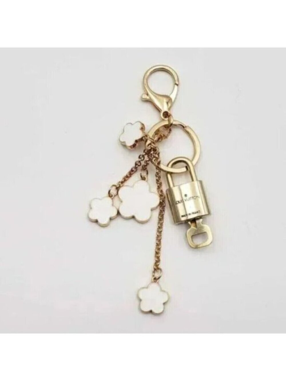 LV Gold Padlock & Key 🔒 Authentic Louis Vuitton Bag Unbranded Flower Charm - Picture 6 of 9